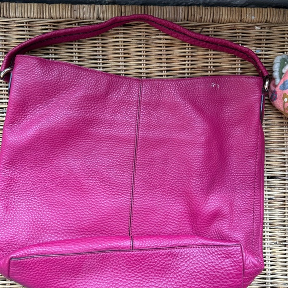 Cole Haan Pink Leather Hobo Bag with Seam Detail